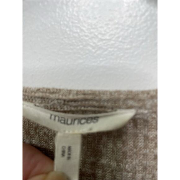 Maurices Women's Cardigan Beige Brown Pockets Ribbed Lagenlook Cottage Grandpa L - Picture 6 of 12